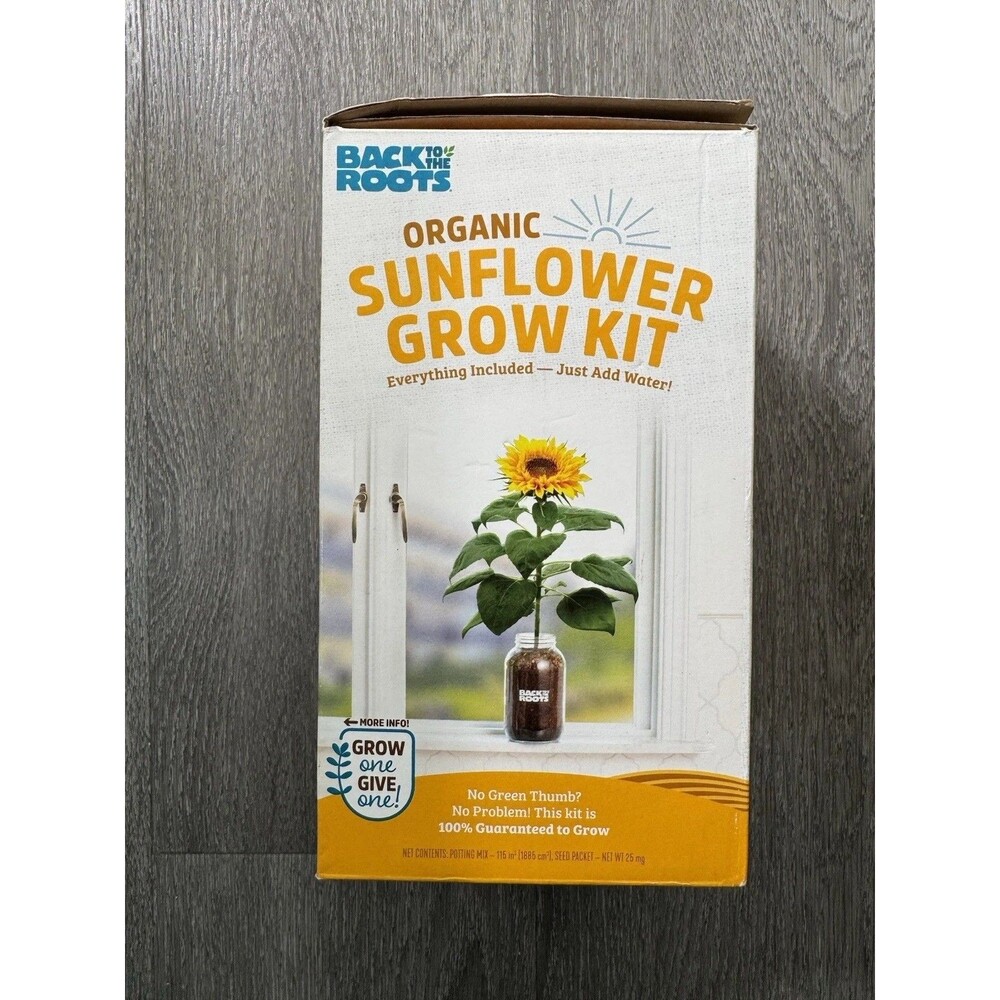 Back to the Roots Organic Sunflower Grow Kit Mason Jar Planter Seeds New